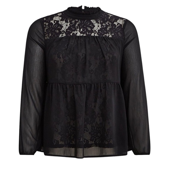 TORRID Black Lace Chiffon Overlay Blouse - Picture 5 of 15